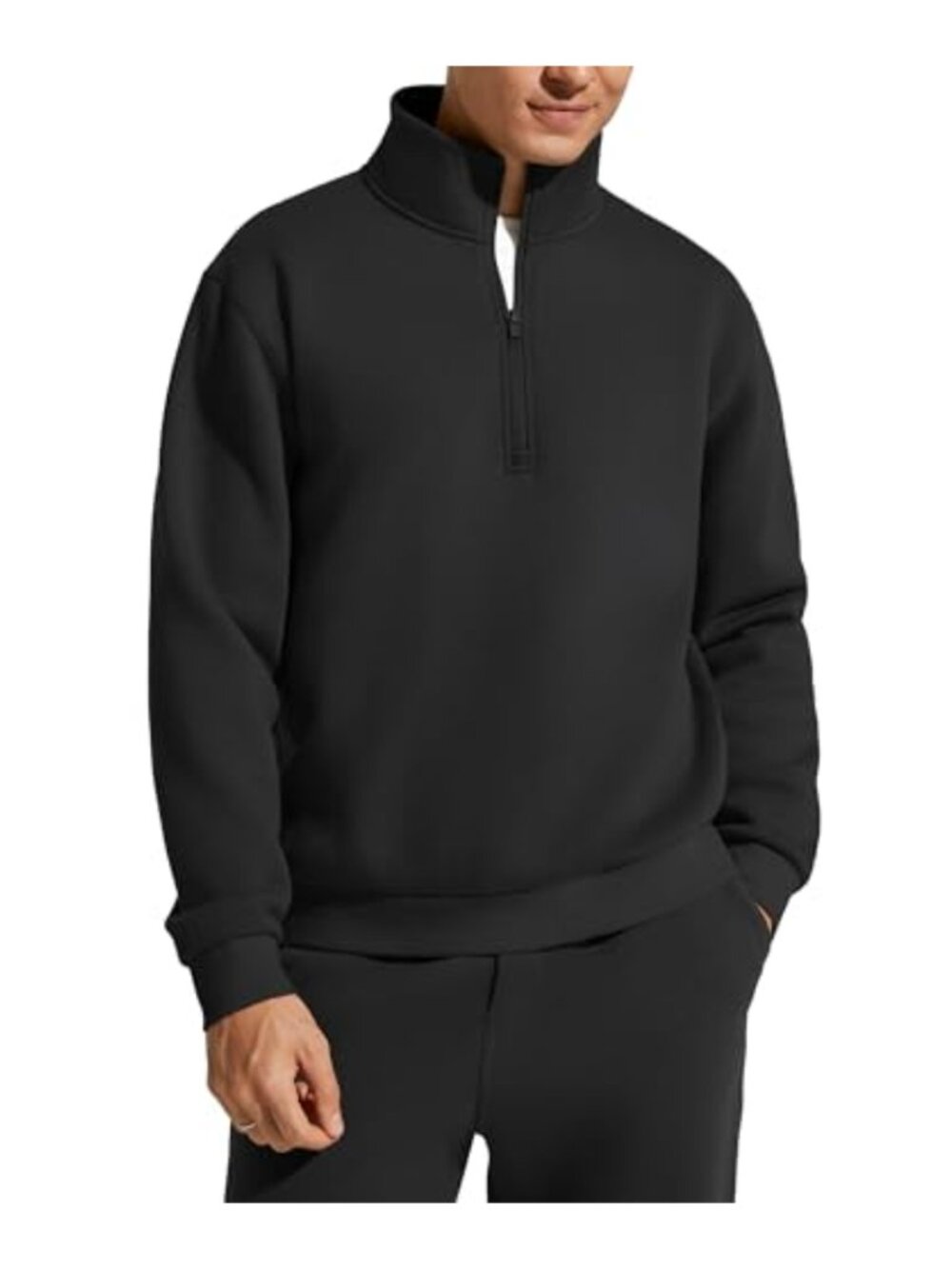 Men's Fleece Lined Half Zip Pullover Sweatshirt Cotton Blend Winter